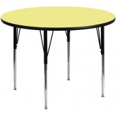 48' ROUND ACTIVITY TABLE WITH YELLOW THERMAL FUSED LAMINATE TOP AND STANDARD HEIGHT ADJUSTABLE LEGS