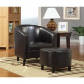 Vinyl Accent Chair with Ottoman, Dark Brown  |  Office Pro's