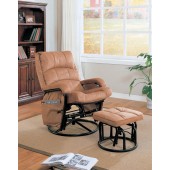Fabric Brown Glider Recliner with Matching Ottoman 650005