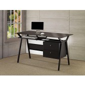 Metal & Glass Computer Desk with Two Storage Drawers