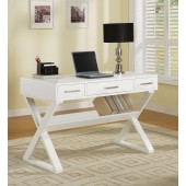 Casual 3-Drawer Desk with Criss-Cross Legs White
