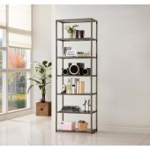 Contemporary Metal Bookcase with Glass Shelves