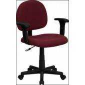 Burgundy Fabric Mid Back Ergonomic Task Chair with Adjustable Arms 