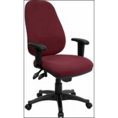 Burgundy Fabric Ergonomic Computer Chair with Height Adjustable Arms 