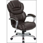 Brown Leather Executive Office Chair with Leather Padded Loop Arms 