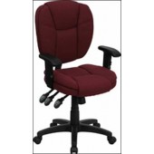 Burgundy Fabric Multi Function Task Chair with Arms 