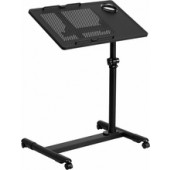 Black Adjustable Height Steel Mobile Computer Desk