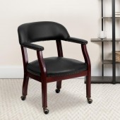 Sarah Black Vinyl Luxurious Conference Chair with Accent Nail Trim and Casters