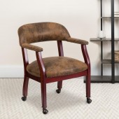 Sarah Bomber Jacket Brown Luxurious Conference Chair with Accent Nail Trim and Casters