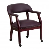 Diamond Burgundy LeatherSoft Conference Chair with Accent Nail Trim and Casters