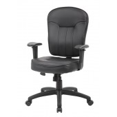 Boss Black Leather Task Chair W/ Adjustable Arm