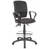 Boss High Back Drafting Chair with Loop Arms in Fabric B1637