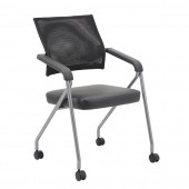 Boss Black Mesh Training Chair With Pewter Frame