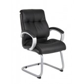 Boss Guest Office Chair in LeatherPlus Black B8779S-BK