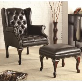 Black Leather Accent Chair With Ottoman