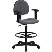 Drafting Stool W/Arms - Gray Patterned