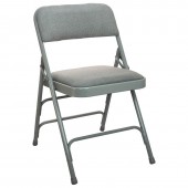 Advantage Grey Padded Metal Folding Chair - Grey Fabric Seat