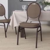 HERCULES Series Teardrop Back Stacking Banquet Chair in Brown Patterned Fabric - Copper Vein Frame