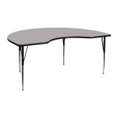48''W x 72''L Kidney Shaped Activity Table with Gray Top and Adjustable Legs