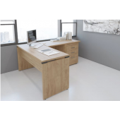 CLOSEOUT Linea Italia L-Shaped Desk with Box/Box/File Pedestal 