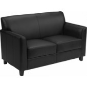 Black Bonded Leather Loveseat