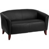 Black Bonded Leather Loveseat