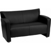 Black Bonded Leather Loveseat