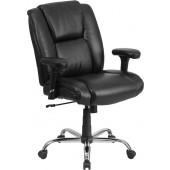 HERCULES Series 400 lb. Capacity Big & Tall Black Leather Task Chair with Height Adjustable Arms