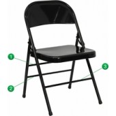 TRIPLE BRACED & DOUBLE HINGED METAL FOLDING CHAIR