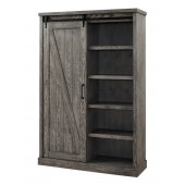 Avondale Collection Bookcase w/Sliding Door Weathered Oak Distressed Finish