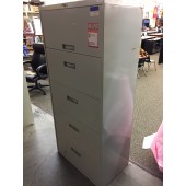 Grey Five Drawer Lateral Filing Cabinet 