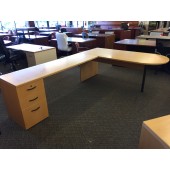 Maple L-shaped Desk With Mobile Filing Cabinet 