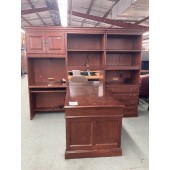 Used Mahogany Partner Desk with Hutch