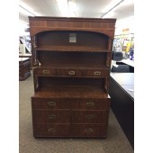 Walnut Storage Credenza and Hutch