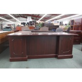 Used Mahogany Finish L-Shaped Desk with Right Hand Return