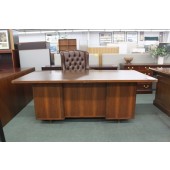 Used Walnut Finish Double Pedestal Desk