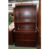 Used Mahogany Finish Lateral File and Hutch