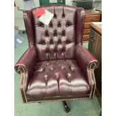 Used Burgundy Leather Desk Chair