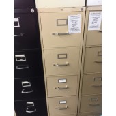 Tan Finish Four Drawer Filing Cabinet