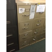 Vintage Tan Four Drawer Filing Cabinet