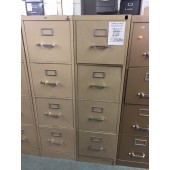 Tan Four Drawer Vertical Filing Cabinet