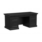Willow Lane 68″ W Double Pedestal Desk by Martin, Ebony Black