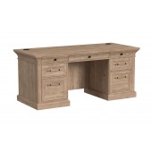 Willow Lane 68″ W Double Pedestal Desk by Martin, Natural Oak