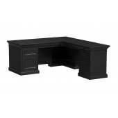Willow Lane Pedestal L-Shaped Desk by Martin, Ebony Black