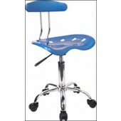 Vibrant Bright Blue And Chrome Computer Task Chair with Tractor Seat 