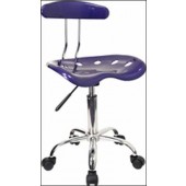 Vibrant Deep Blue And Chrome Computer Task Chair with Tractor Seat 