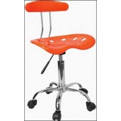 Vibrant Orange And Chrome Computer Task Chair with Tractor Seat 