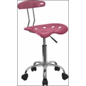 Vibrant Pink And Chrome Computer Task Chair with Tractor Seat 