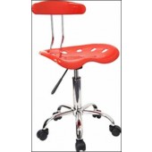 Vibrant Red And Chrome Computer Task Chair with Tractor Seat 