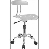 Vibrant Silver And Chrome Computer Task Chair with Tractor Seat 